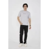 Unisex Bisiklet Yaka Slim fit T-Shirt- Boyalı Gri