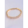 Vip Seri Pirinç Pembe Zirkon Taşlı Gold Renk Baget Model Bileklik