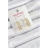 Xuping Zirkon Taşlı Sıralı Damla Model Gold Renk Kadın Küpe