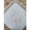 Yenidoğan Hanımeli Desenli Nakışlı Delüks Kundak Bebek Battaniyesi Ekru