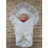 Yenidoğan İpek Venüs Nakışlı Delüks Kundak Bebek Battaniyesi Ekru