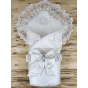 Yenidoğan Pırıltı Nakışlı İnci Delüks Kundak Bebek Battaniyesi Ekru