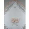 Yenidoğan Sahra Nakışlı Trilüks Kundak Bebek Battaniyesi Ekru
