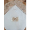 Yenidoğan Teri Nakışlı Prizma Taş Kundak Bebek Battaniyesi Bej