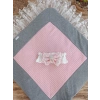 Yenidoğan Teri Nakışlı Prizma Taş Kundak Bebek Battaniyesi Pembe