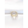 Zirkon Taşlı Gold Renk Ayarlanabilir Yüzük