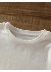 20/1 Penye Compack Ayı Baskılı Oversize Bisiklet Yaka Kısa Kol T-shirt - Beyaz
