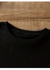 20/1 Penye Compack Ayı Baskılı Oversize Bisiklet Yaka Kısa Kol T-shirt - Siyah