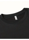 20/1 Penye Compack Baskılı Oversize Bisiklet Yaka Kısa Kol T-shirt - Siyah