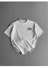 20/1 Penye Compack Baskılı Oversize Bisiklet Yaka Kısa Kol Yazlık T-shirt - Beyaz