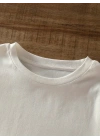 20/1 Penye Compack Baskılı Oversize Bisiklet Yaka Kısa Kol Yazlık T-shirt - Beyaz