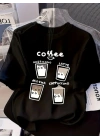 20/1 Penye Compack Baskılı Oversize Bisiklet Yaka Kısa Kol Yazlık T-shirt - Siyah