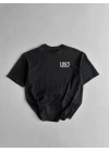 20/1 Penye Compack Baskılı Oversize Bisiklet Yaka Kısa Kol Yazlık T-shirt - Siyah