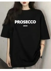 20/1 Penye Compack Baskılı Oversize Kısa Kol Bisiklet Yaka T-shirt - Siyah