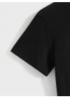 20/1 Penye Compack Baskılı Oversize Kısa Kol Bisiklet Yaka T-shirt - Siyah
