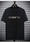 20/1 Penye Compack FUTRE Baskılı Oversize Kısa Kol Bisiklet Yaka T-shirt - Siyah