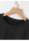 20/1 Penye Compack New York Baskılı Oversize Kısa Kol Bisiklet Yaka T-shirt - Siyah