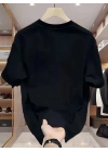 20/1 Penye Compack Özgür kuşlar Baskılı Baskılı Oversize Bisiklet Yaka T-shirt - Beyaz