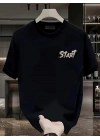 20/1 Penye Compack Start All Over Baskılı Oversize Bisiklet Yaka Kısa Kol T-shirt - Siyah