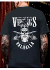 20/1 Penye Compack Vikings Valhalla Baskılı Oversize Bisiklet Yaka T-shirt - Siyah