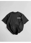20/1 Penye CompackBaskılı Oversize Bisiklet Yaka Kısa Kol Yazlık T-shirt - Siyah