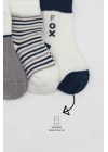 3Lü Penye Soket Çorap 10109 Gri