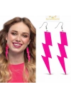 80’ler 90'lar Retro Neon Pembe Şimşek Küpe 10 cm