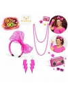 80’ler 90’lar Neon Pembe Parti Seti – Kolye Küpe Taç