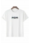 Anneler Gününe Özel Tasarım mom Çiçek Baskılı T-shirt - Beyaz