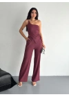 Asimetrik Crop Pantalon ikili Takım - Gül Kurusu