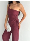 Asimetrik Crop Pantalon ikili Takım - Gül Kurusu