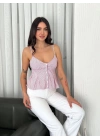 Askılı Dekolte deraylı crop - Kırmızı