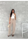 Ayrobin Oversize Kadın Pantalon - Bej