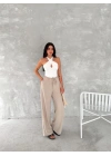 Ayrobin Oversize Kadın Pantalon - Bej