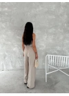 Ayrobin Oversize Kadın Pantalon - Bej
