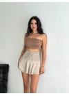 Ayrobin Şortlu Etek - Bej