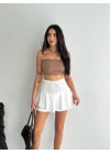 Ayrobin Şortlu Etek - Beyaz
