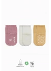 Basic Kaymaz Penye Soket Çorap 3Lü BS10107 Pudra Ekru Somon