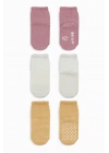 Basic Kaymaz Penye Soket Çorap 3Lü BS10107 Pudra Ekru Somon
