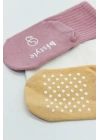 Basic Kaymaz Penye Soket Çorap 3Lü BS10107 Pudra Ekru Somon