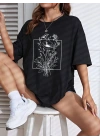 Baskılı Kadın T-shirt - Siyah