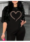 Baskılı Kadın T-shirt - Siyah