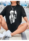 Baskılı Kadın T-shirt - Siyah