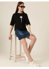 Baskılı Kadın T-shirt - Siyah