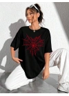 Baskılı Kadın T-shirt - Siyah