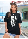 Baskılı Kadın T-shirt - Siyah