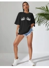 Baskılı Kadın T-shirt - Siyah