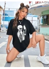 Baskılı Kadın T-shirt - Siyah