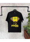 Bisiklet Yaka Kısa Kol Çocuk Baskılı T-Shirt - Siyah