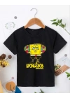 Bisiklet Yaka Kısa Kol Çocuk Baskılı T-Shirt - Siyah